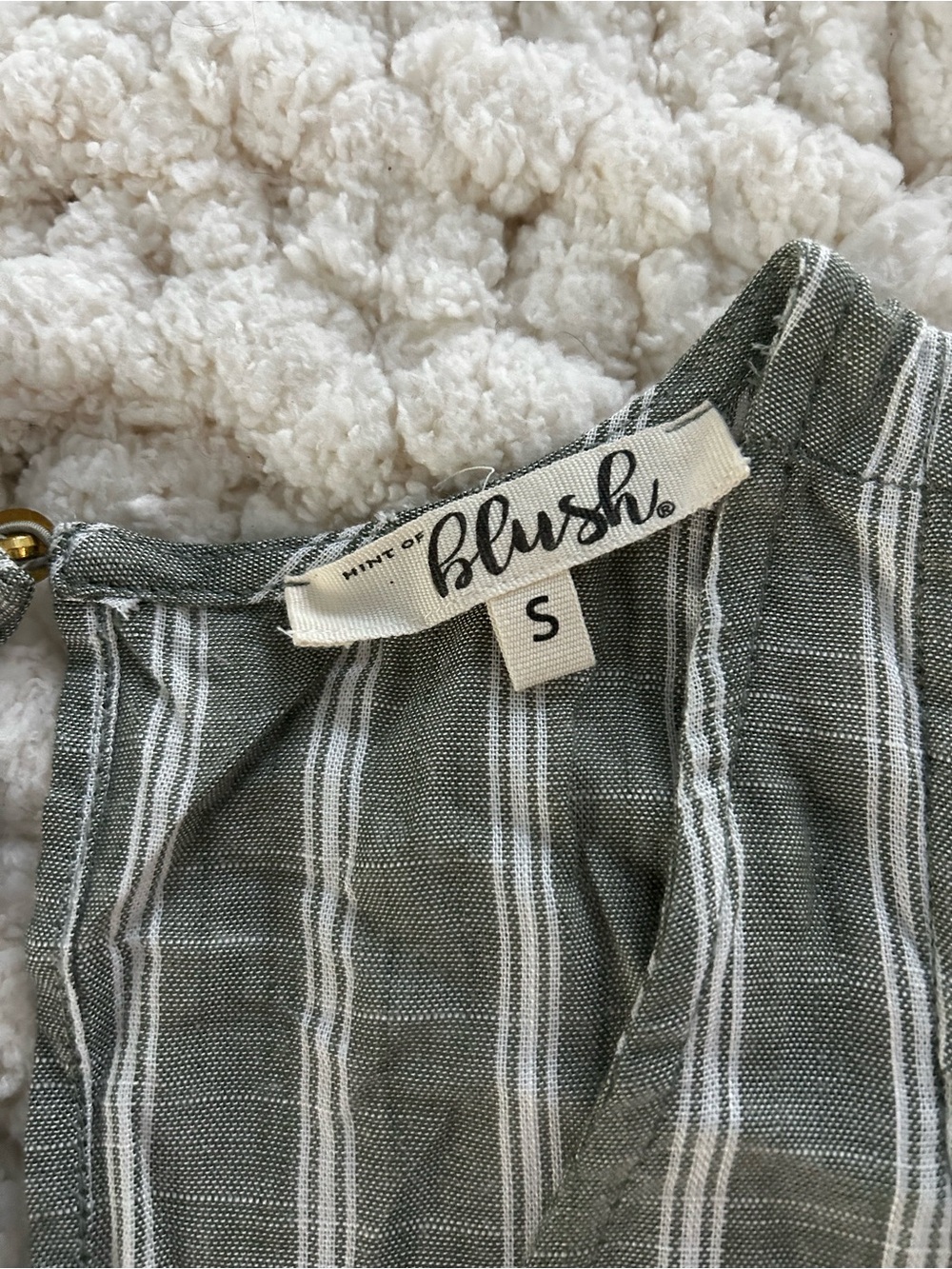 Blush Olive Green and White Striped Halter Jumpsuit - Picture 3 of 3